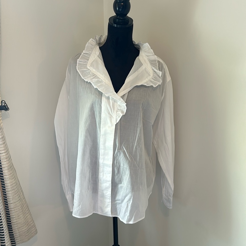 H&M sheer white button up blouse